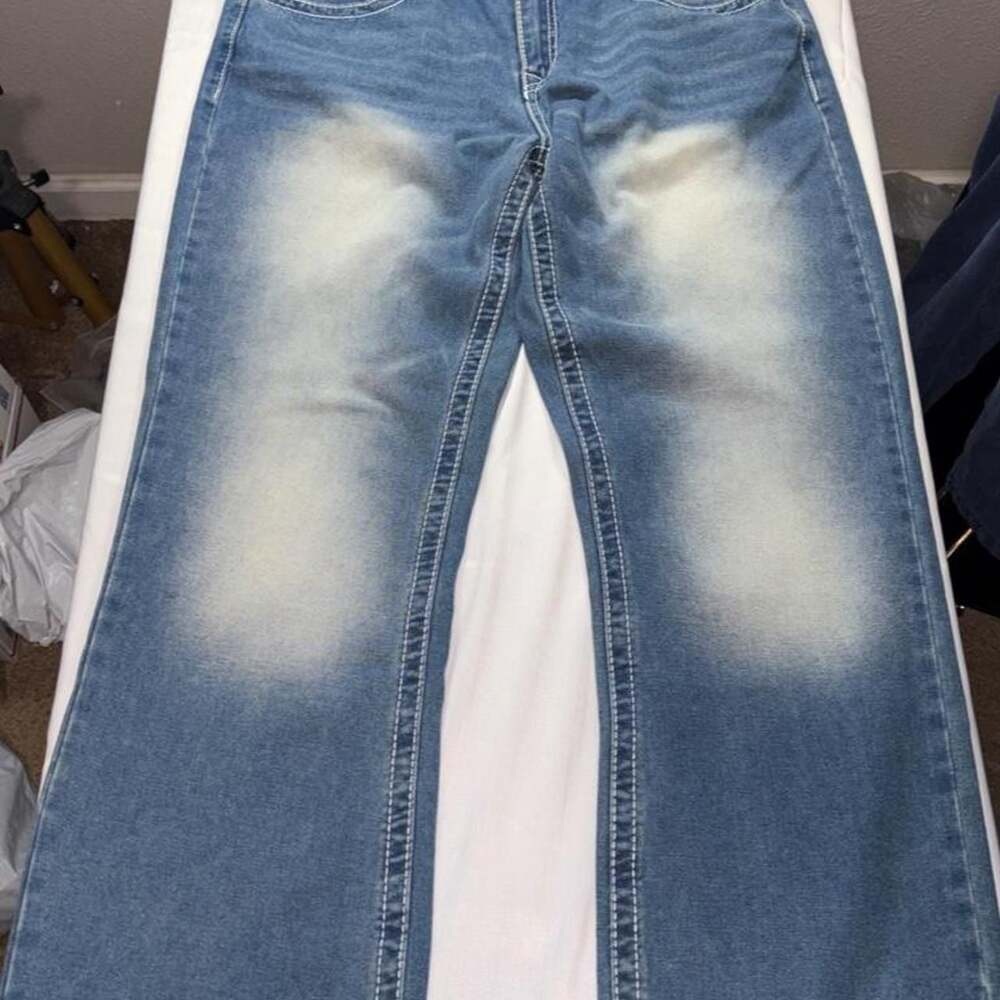 Real Luck Relaxed Boot Cut Jeans with Graphic Embroidery